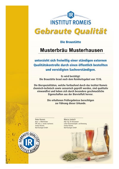 Urkunde Gebraute Qualitaet